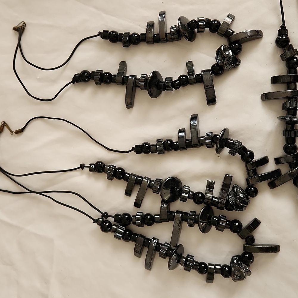 Bundle Grecian 6 Vintage Black   Ceramic Bead Necklace & Extra  Beads Greek - Picture 4 of 11